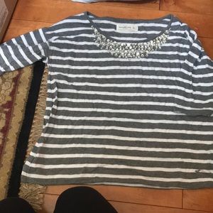 Grey and white stripped sweater